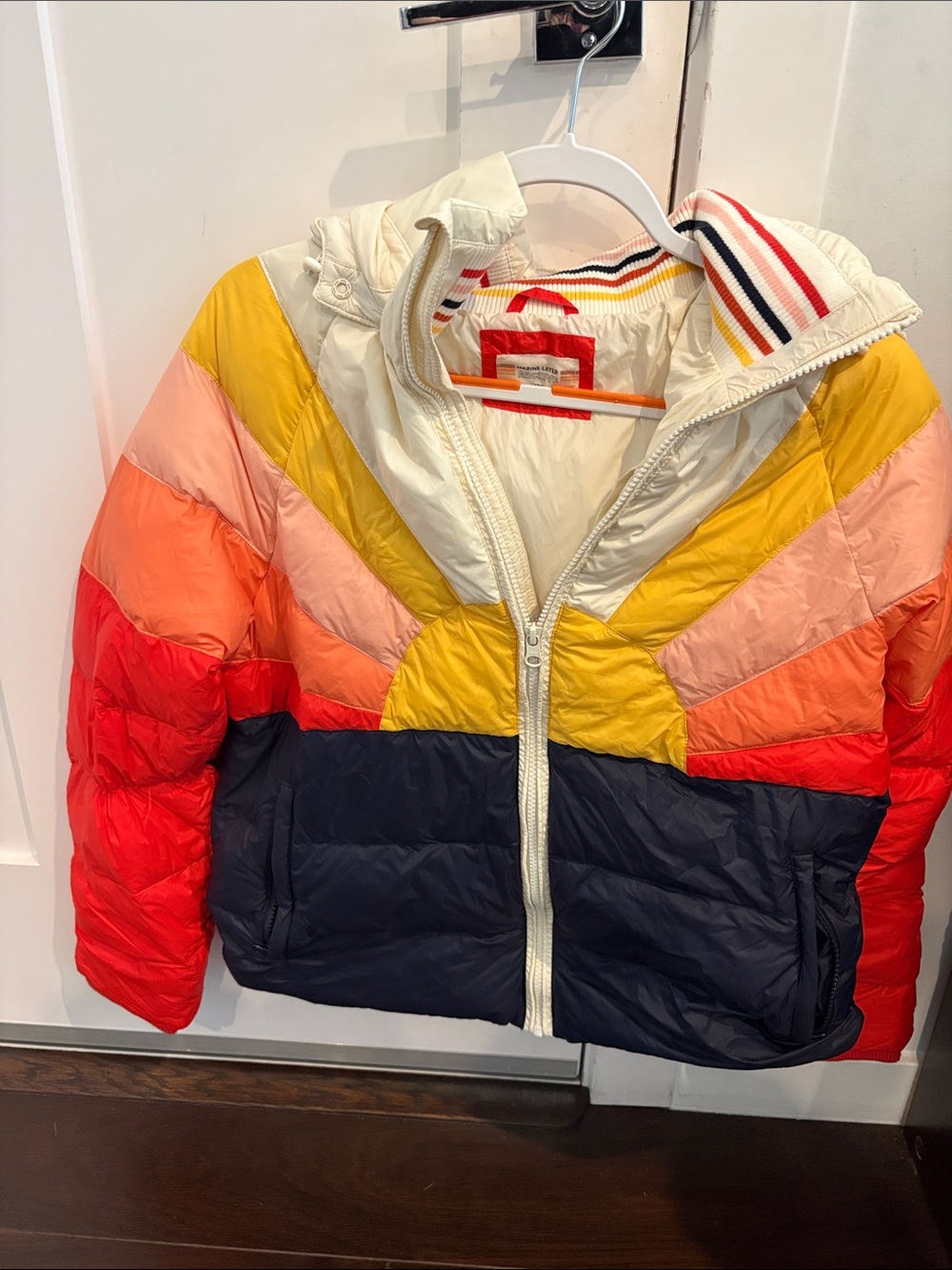 Marine Layer Multi-Color Chevron Puffer Jacket